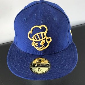 Blue and yellow hat size 7-1/8